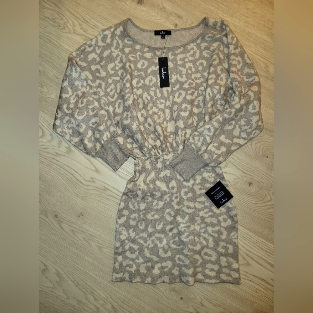 NWT Lulu's Leopard Print Sweater Dress